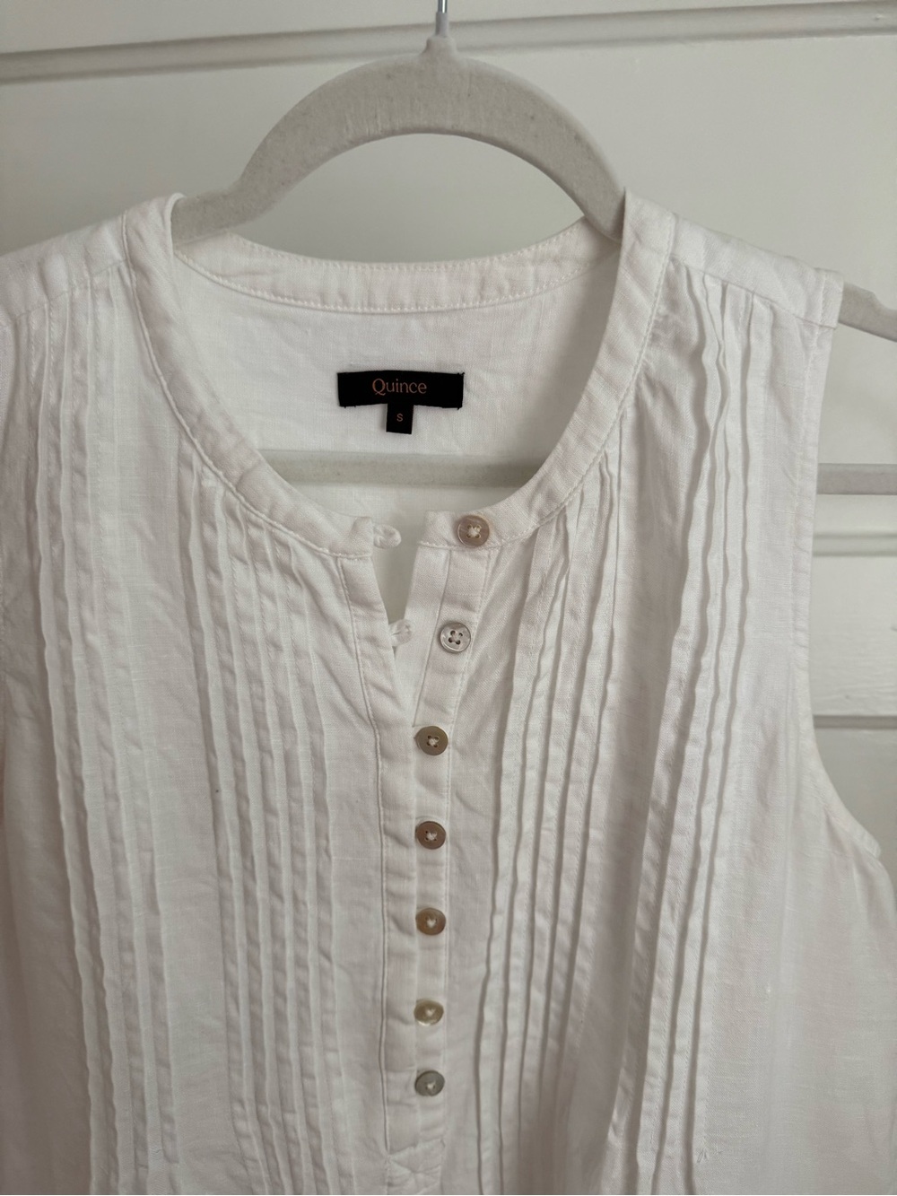 Quince - 100% European Linen Sleeveless Swing Dress in White - Picture 6 of 6